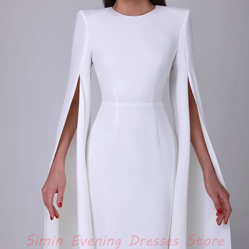 Simin O-Neck Straight Crepe Simple Elegant Long-Sleeve Ankle-Length robes de soirée Saudi Arab Suknie wieczorowe dla kobiet 2024