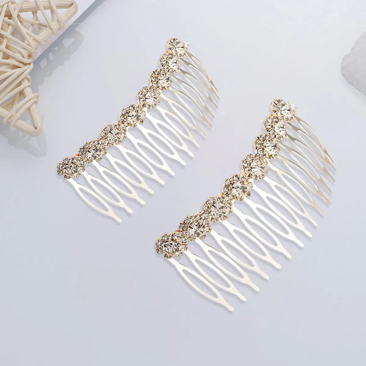 2Pcs Wedding Hair Comb Elegant Rhinestone Flower Bridal Hair Accessories Headdress for Women Party Bridal Comb