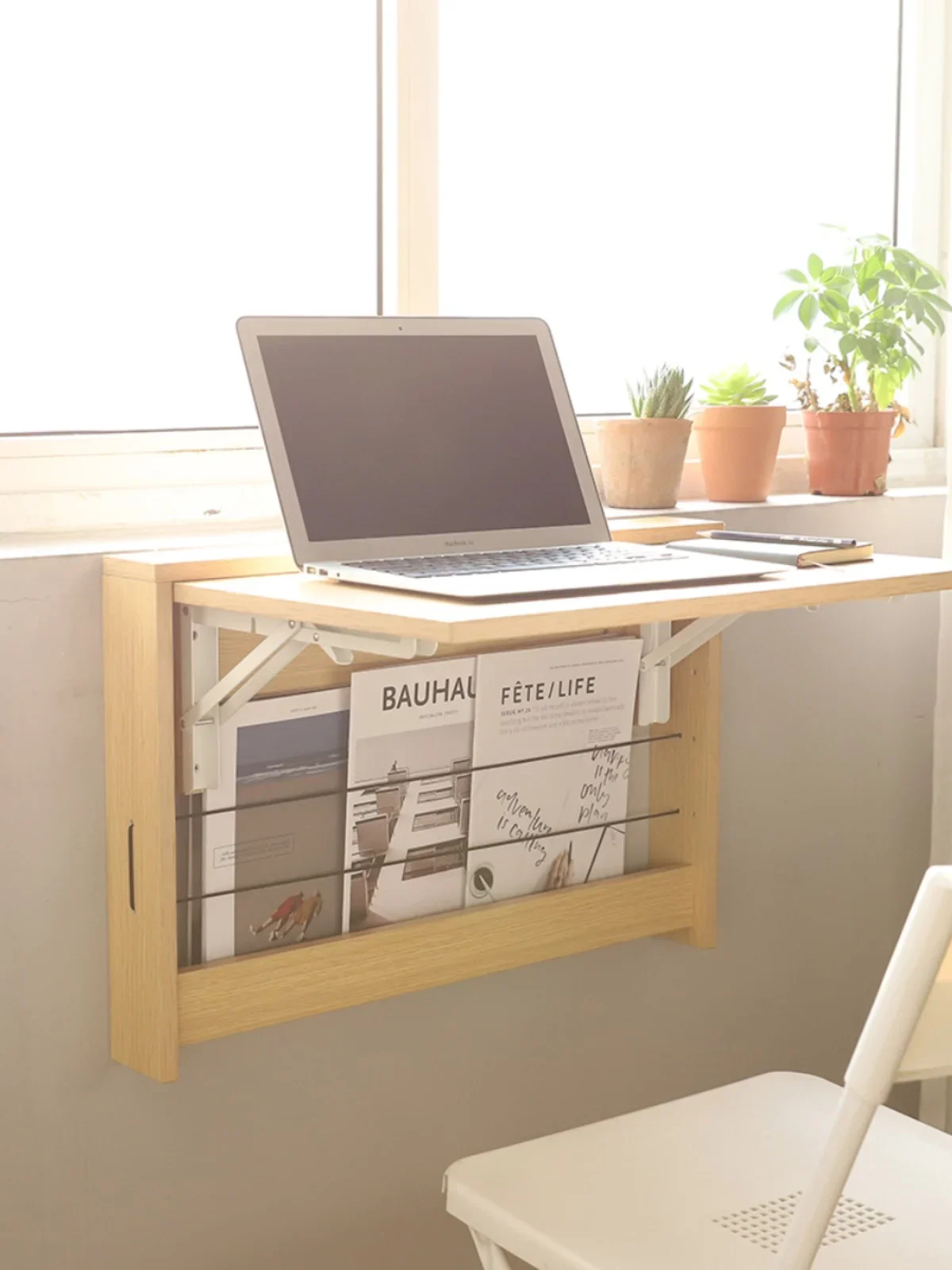 Wall hanging multi-functional household small apartment folding storage learning invisible hanging wall book
