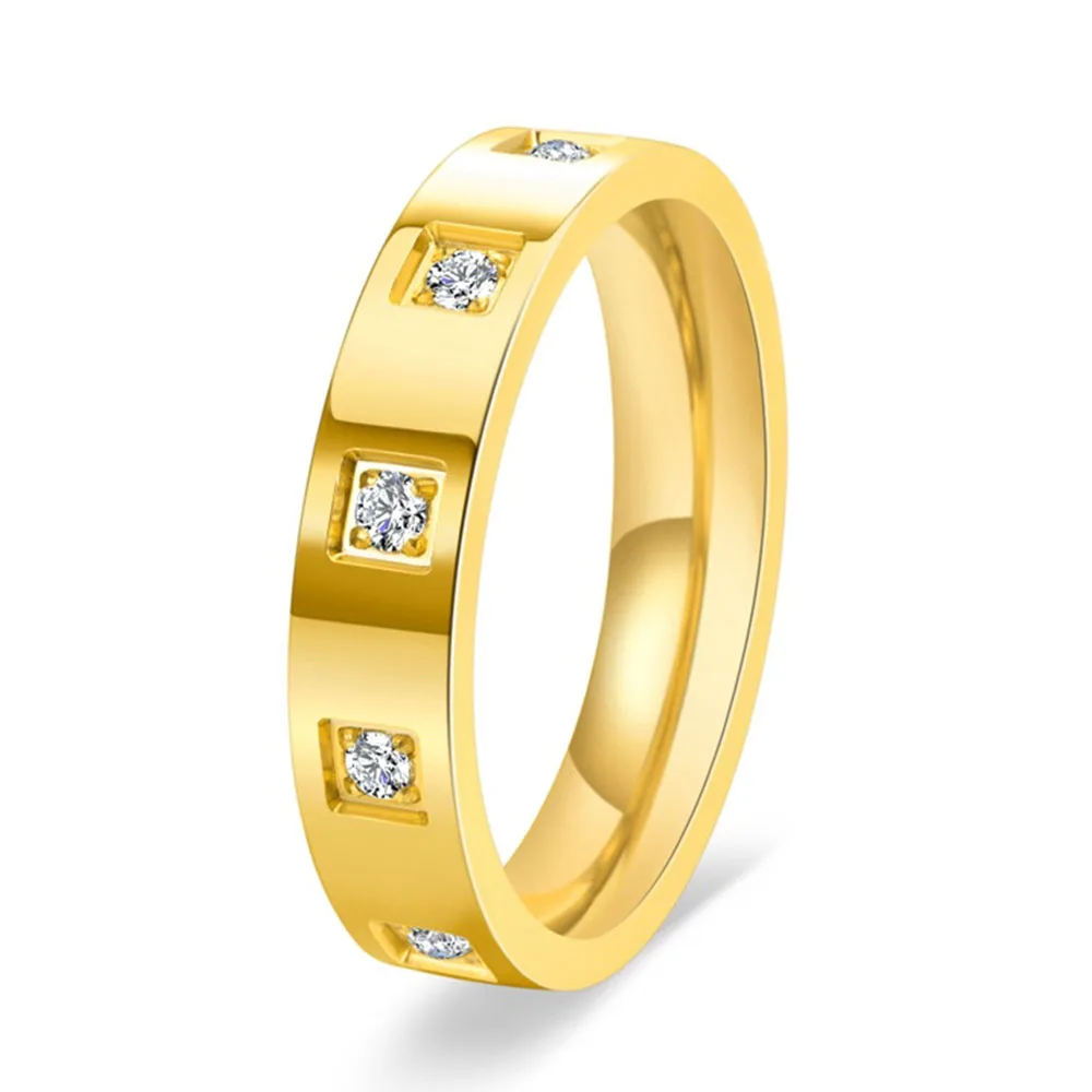 High-end women's narrow 18K gold carved checkered ring with diamonds and small fragrance temperament ring.