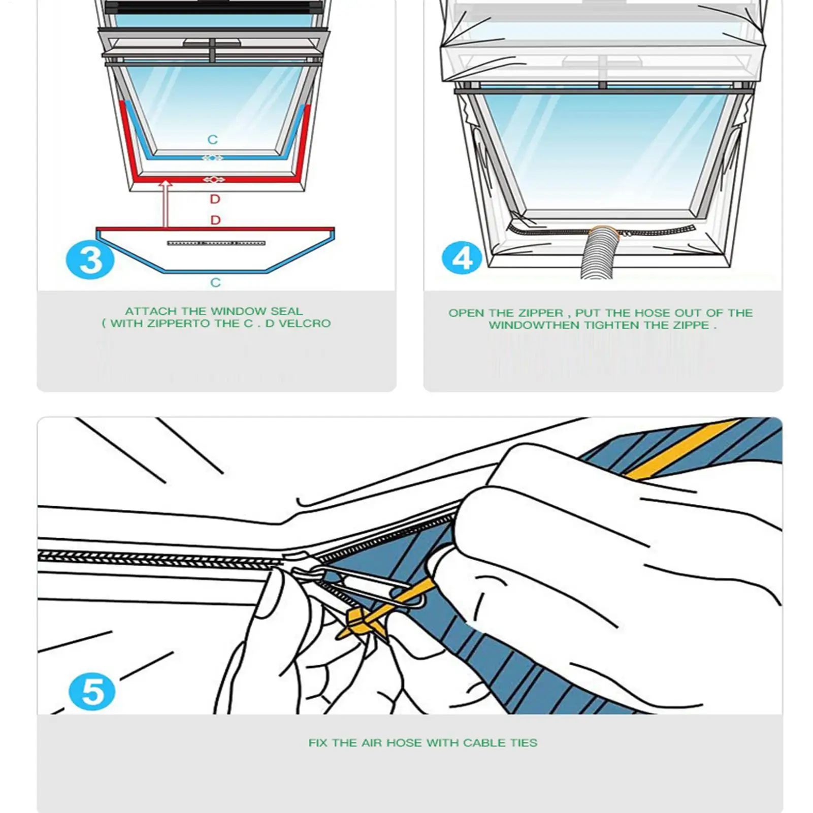 Air Conditioner Window Vent Kit AC Sealing Sealing Duct Cloth Mobile Air Conditioning Vent Kit for Home Apartment Farmhouse