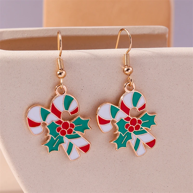 Mode handgemachte gestrickte Weihnachtsmütze Tropfen Ohrringe für Frauen Mädchen Neujahr Party Urlaub Schmuck Dekoration – Detail 16