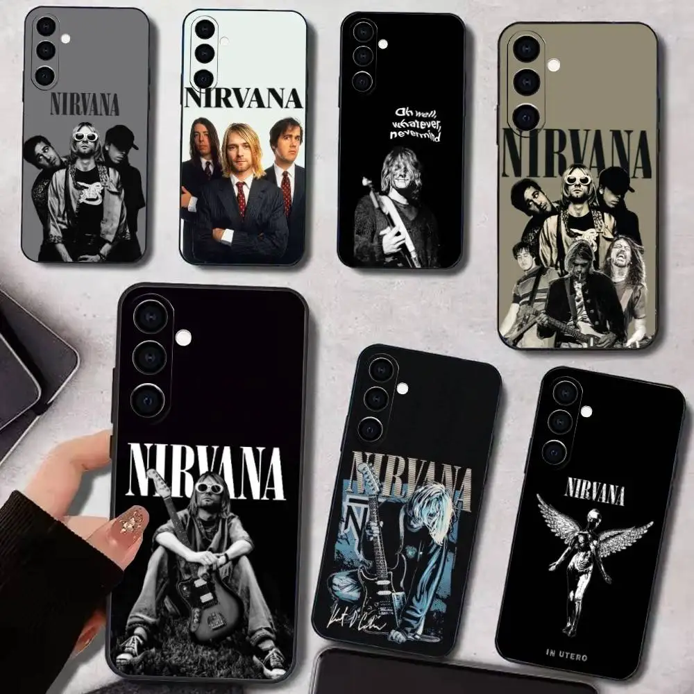 

N-NirvanaS Rock Band Phone Case For Samsung Galaxy A73,A72,A71,A70,A53,A52,A51,Others Soft Black Cover