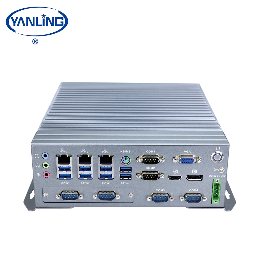 Yanling Intel Core I3 6100T I5 6500T I7 6700T Komputer IPC Intel Q170 Chipset 9 ~ 36V COM RS485 PC Industri Tanpa Kipas