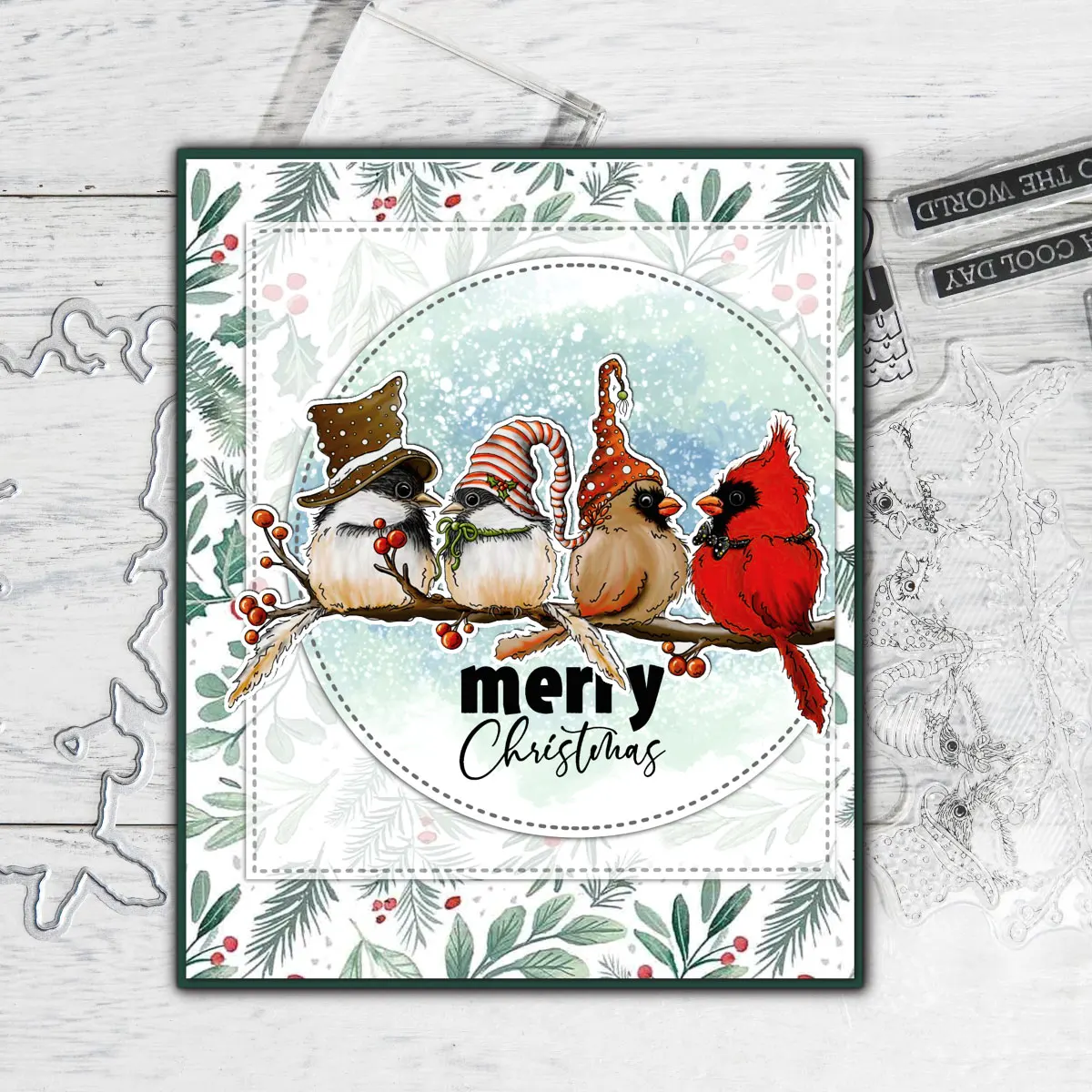 Mangocraft Christmas Bird wykrojniki do metalu wyczyść znaczki Album do scrapbookingu DIY tłoczone ręcznie robione karty dekoracyjne albumy