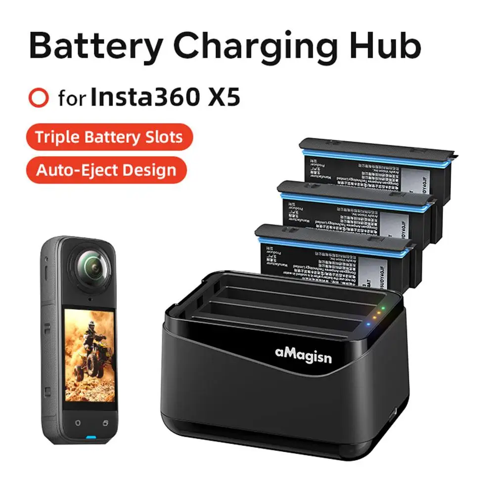 ForInsta360 X5 Battery Charger Battery Charging Cradle Storage Compartment 3 Batteries Sports Camera Fast Charging Accessories