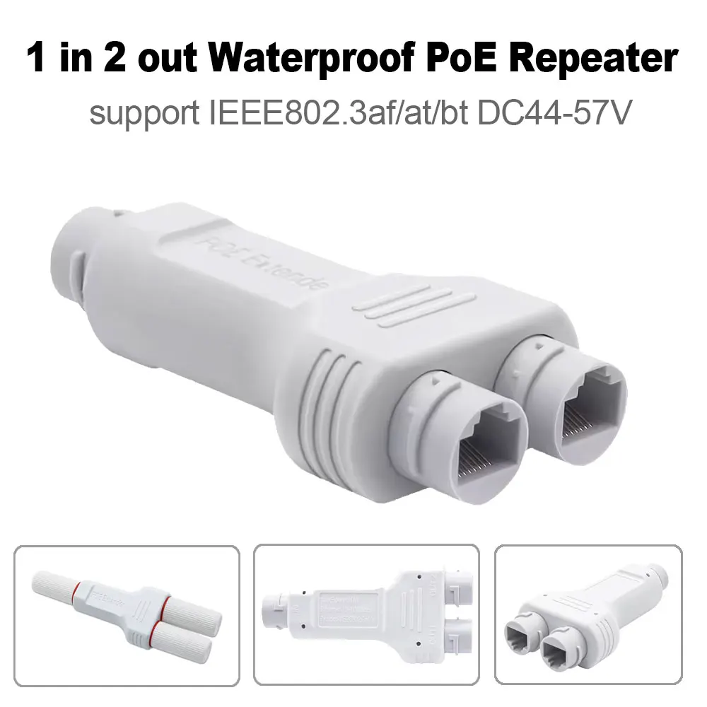 Imagem -02 - Poe Repetidor com Portas à Prova Dágua Ip66 10 100mbps a Extensor com Iee802.3af a 48v Exterior para Switch e Câmera