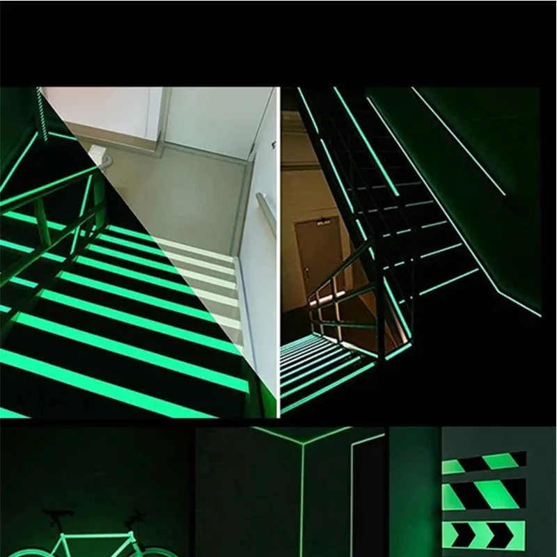 Nastro luminoso da 5M nastro luminoso verde avvertimento luce di terra Storage Stair adesivo antiscivolo adesivi riflettenti con nastro fluorescente