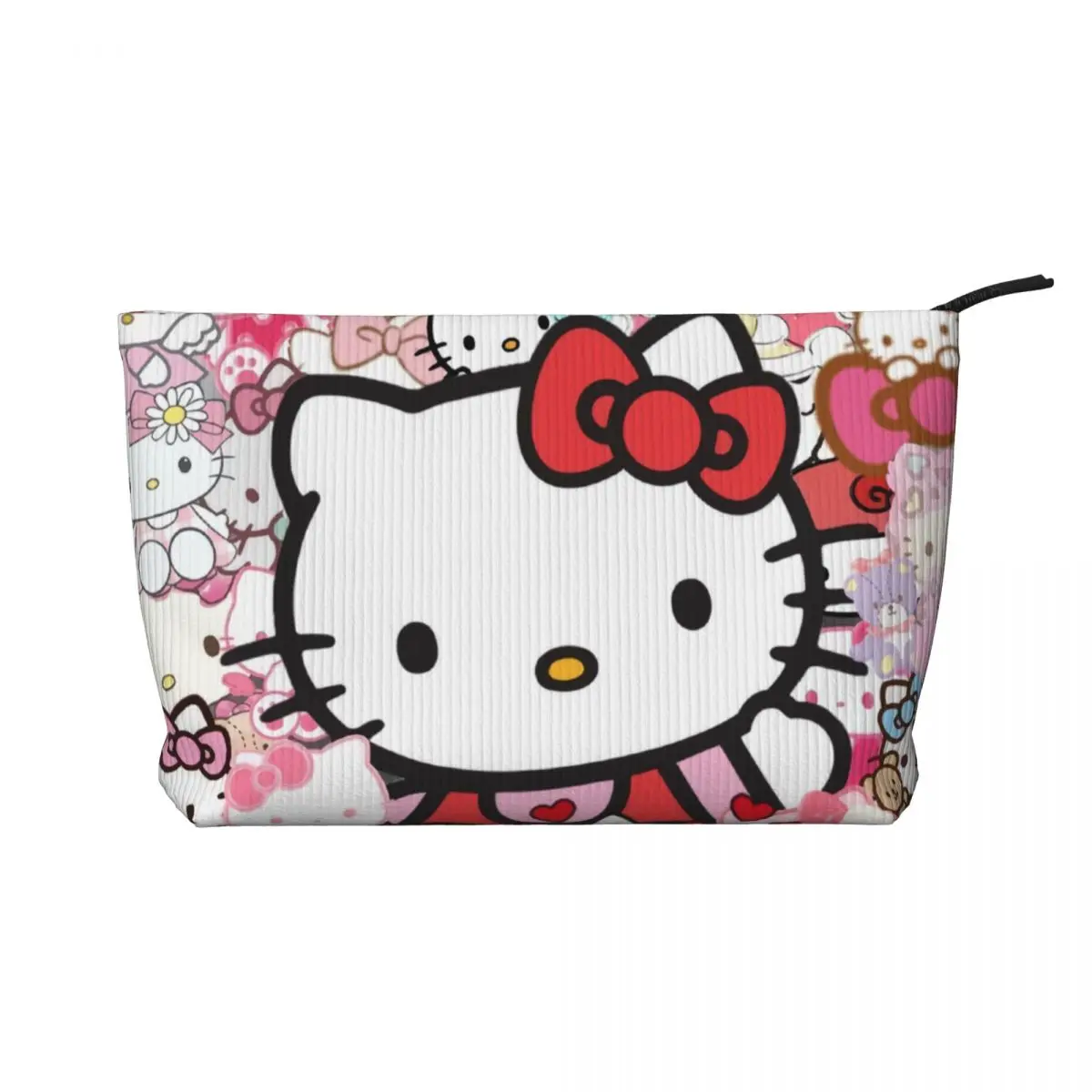 Custom Hello Kitty Sanrio Travel Toiletry Bag Women Corduroy Cosmetic Makeup Organizer Beauty Storage Dopp Kit