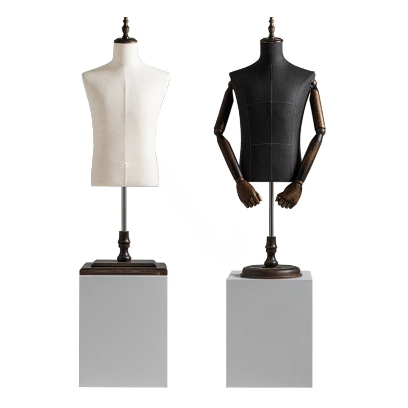 Male Mannequins with Wooden Arms Half Body Dummy Model for High-end Clothing Store Suit Dress Display Window Mannequin stand Z