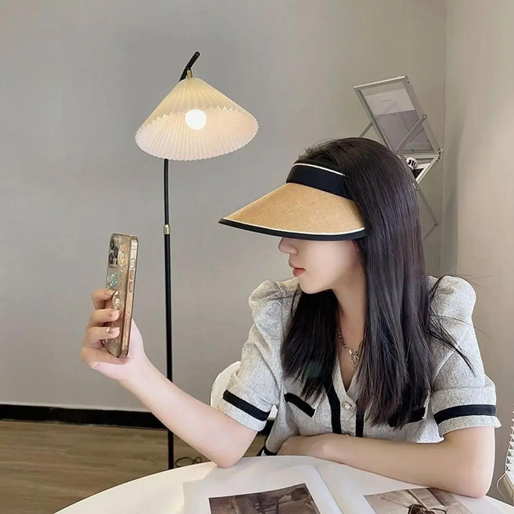 Sunscreen With Lanyard Cover Face Visor Hat Sun Visor Letter Beach Cap Women Sun Hat Straw Cap Summer Sun Cap Sunscreen Hat