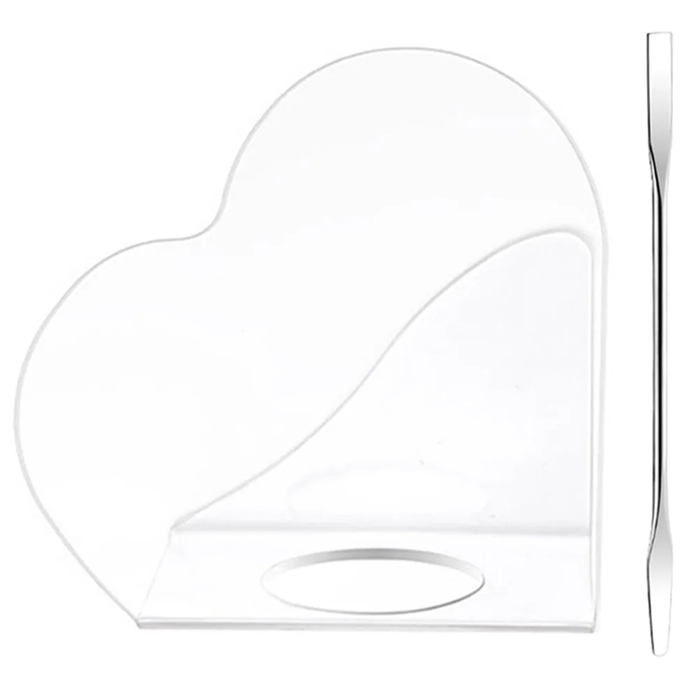 

1 set Acrylic Makeup Mixing Palette Heart Shaped Foundation Pigment Tray Portable Blender Stainless Steel Spatula Nail