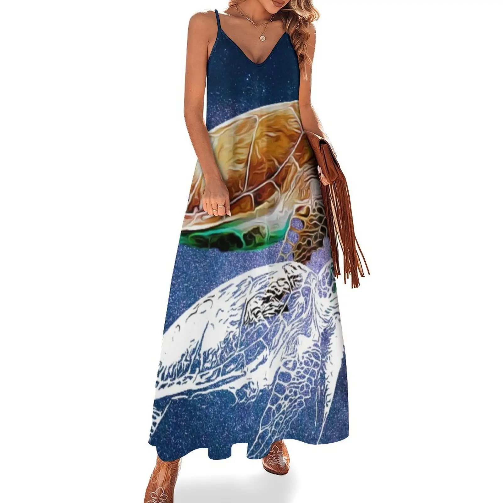 

Cosmic space turtle design Sleeveless Dress birthday dress dress for women summer african dresses for woman