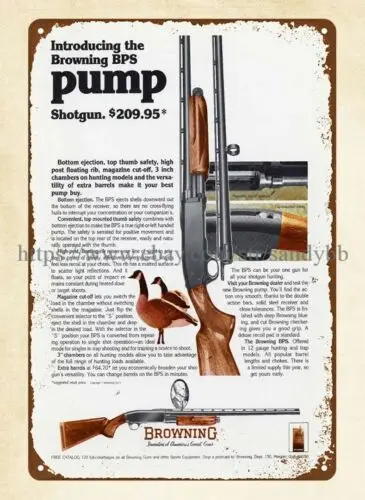 wall art 1977 Pump Shotgun BPS firearm ammo hunting metal tin sign