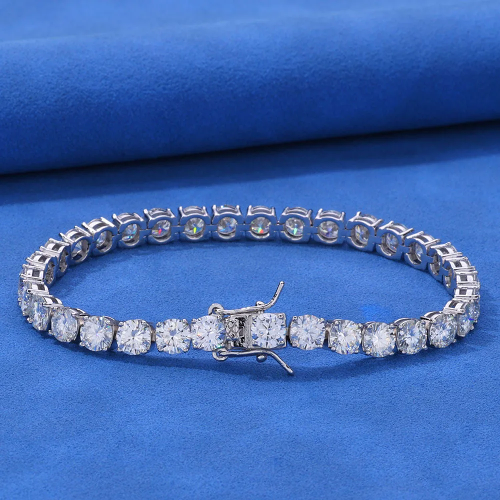 3mm 4mm Moissanite Tennis Bracelet Full Diamond 925 Silver Plated 18k Wedding Party Jewelry Bracelet Pulseiras for Women Man