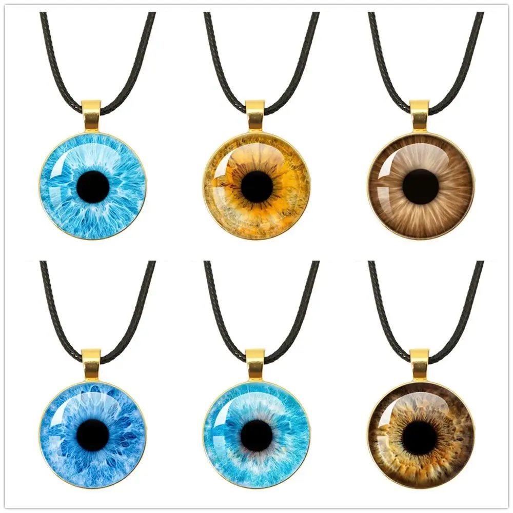 Leather Rope Chain Necklaces Large Pupils Necklace Human Eye Dragon Cat Eye Pendant Necklace Charm Jewelry For Gift