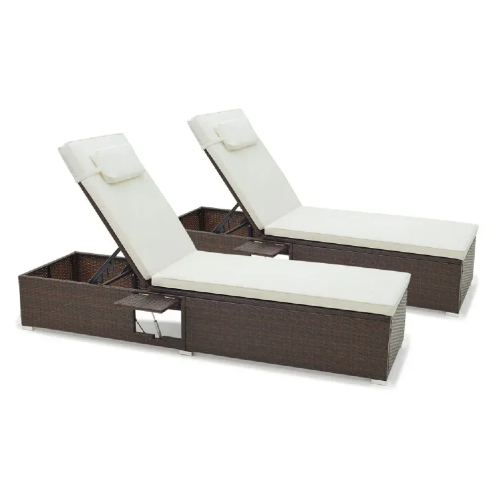 2026 Hot Sale Outdoor Wicker Rattan Reclining Chair Patio Chaise Lounge Garden Sets Out Door Furniture Terrace Beach Outdoor Liv