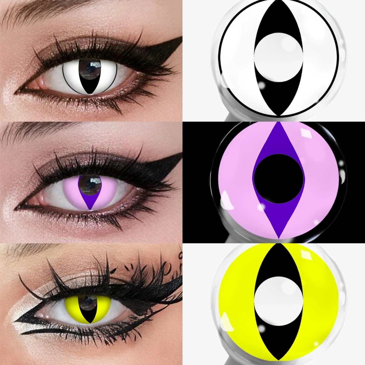 Lalens 1/2 Paar Farbige Kontaktlinsen Katzenaugen 14,0mm Kleine Pupille Anime Cosplay Farblinsen für Party Rollenspiele Augenschönheit