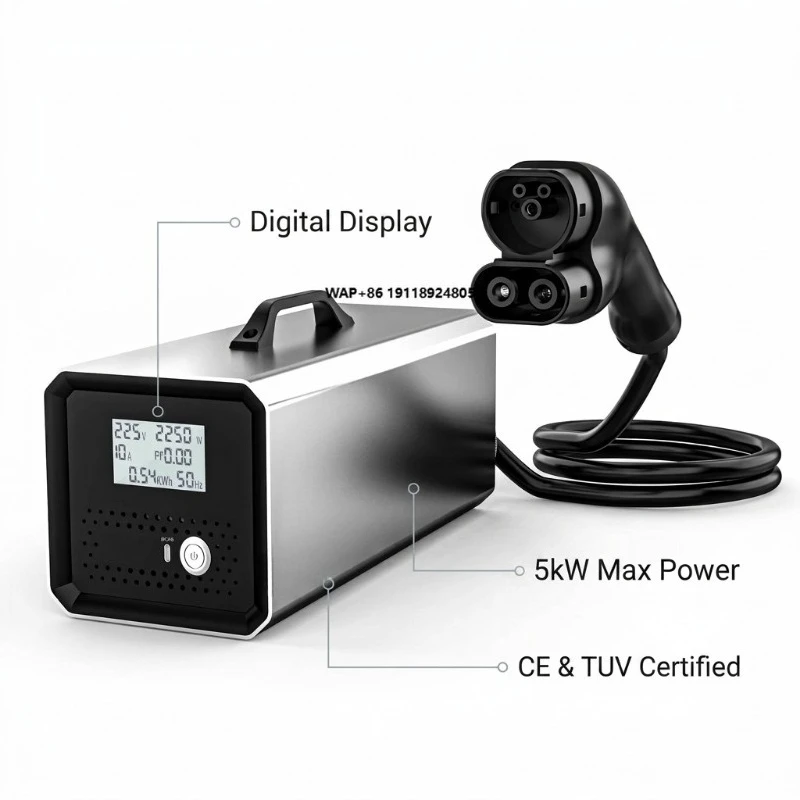 New Electric Vehicle Manufacturing CCS2 NACS Portable EV Charger 5KW  Model 3 X Y V2L Discharger High-Grade Aluminum Alloy