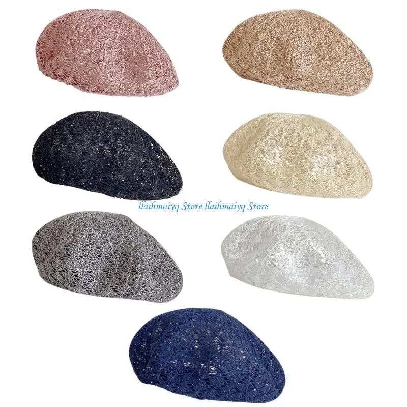 573B Women's Lace Knit Hat Soft Polyester Breathable Hat Perfect For Outdoor Activity