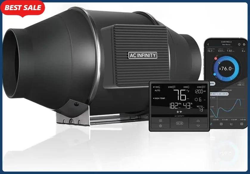 

Хит продаж CLOUDLINE PRO T4, тихий 4-дюймовый линейный канальный вентилятор с контроллером VPD температуры и влажности Встроенное управление через приложение Wi-Fi -