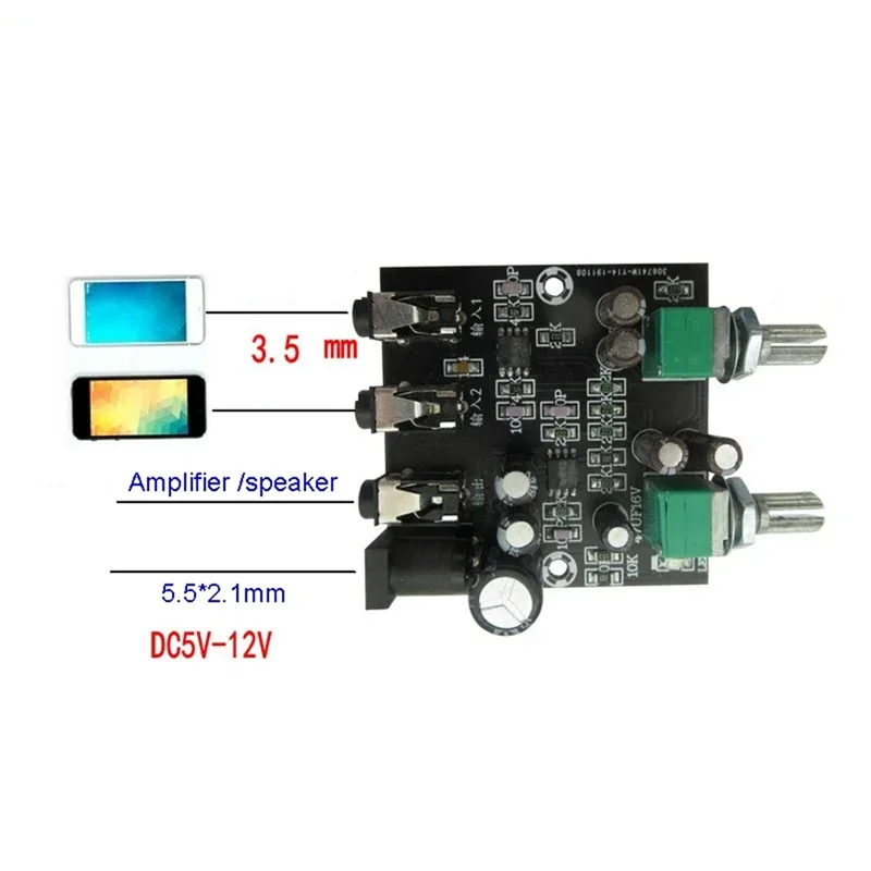 

LBER 2Way 2CH 2 In 1 Out Stereo Audio Signal Mixer Mixing Board For One Way Reverb Output Headset Amplifier With Case