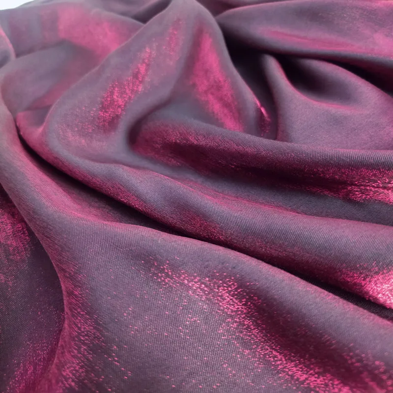 Glitter Fabric Satin By The Meter for Clothes Dresses Diy Sewing Silky Drape Soft Plain Black White Textile Summer Thin Gradient