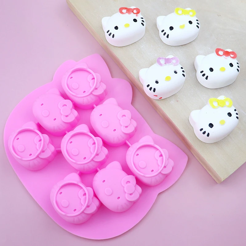 Silicone Hello Kitty Molds Sanrio KT Cat Chocolate Cookie Mold For Baking Non-Stick Dog Treat Molds Suitable For Microwave Oven