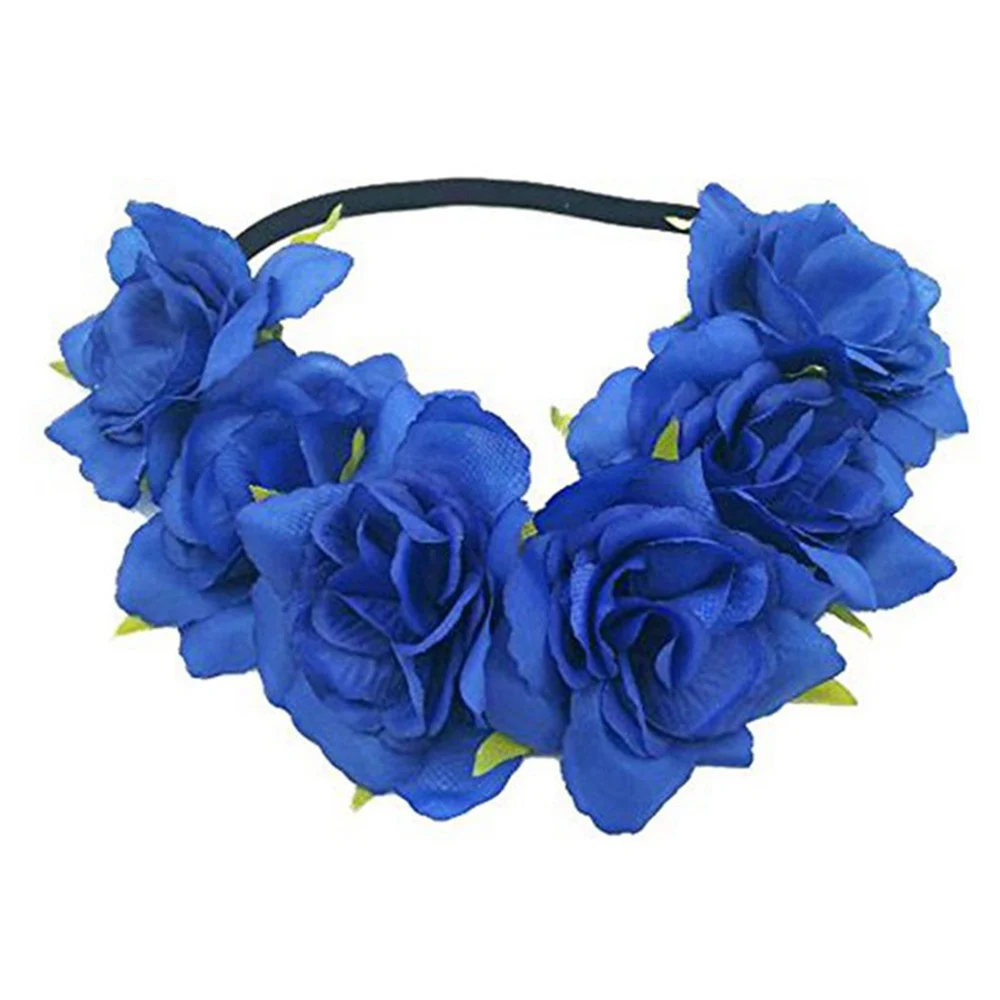 Girl Crown Floral Rose Flower Headband Mexican Flower Headband Wedding Hair Headpiece DIY Party Bride Garland Princess Wreath