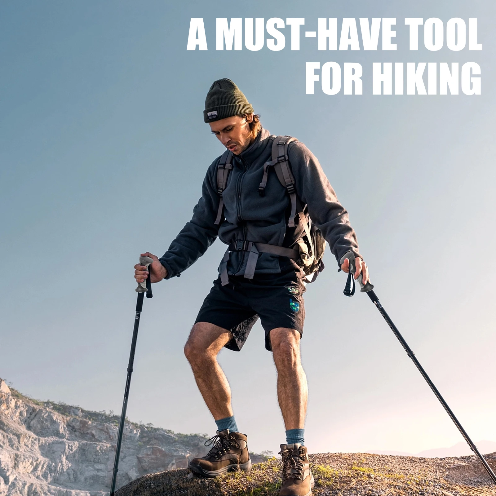 

2pcs Plastic Trekking Pole Handle Replacement Durable Outdoor Hiking Skiing Grip Ergonomic Wear-Resistant Cane Handle Adapter