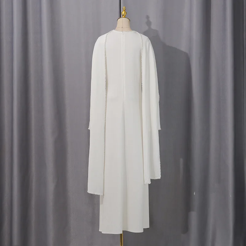 2026 Neues Französisches Elegantes Abendkleid in Unifarbe mit Langen Ärmeln und Schal-Design Schlankmachendes und Elegantes Langes Kleid – Detail 17