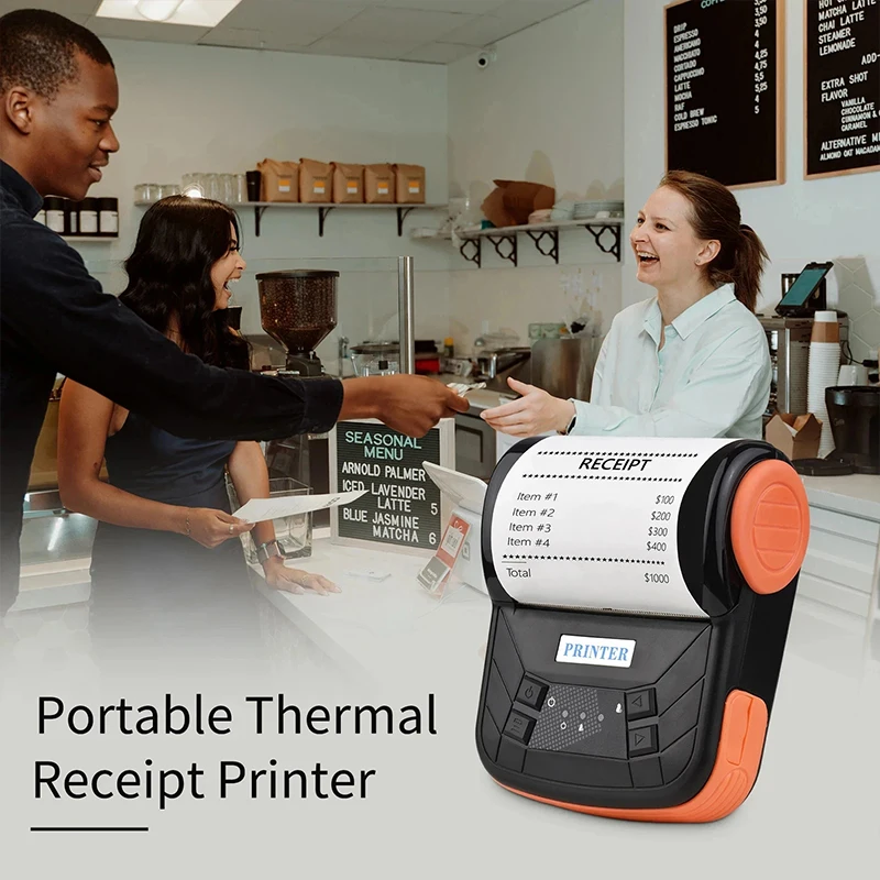 80mm Thermal Printer Portable Mini Receipt Ticket Mobile Pocket Bill Printer Bluetooth Wireless Android Phone PC Mini Printer