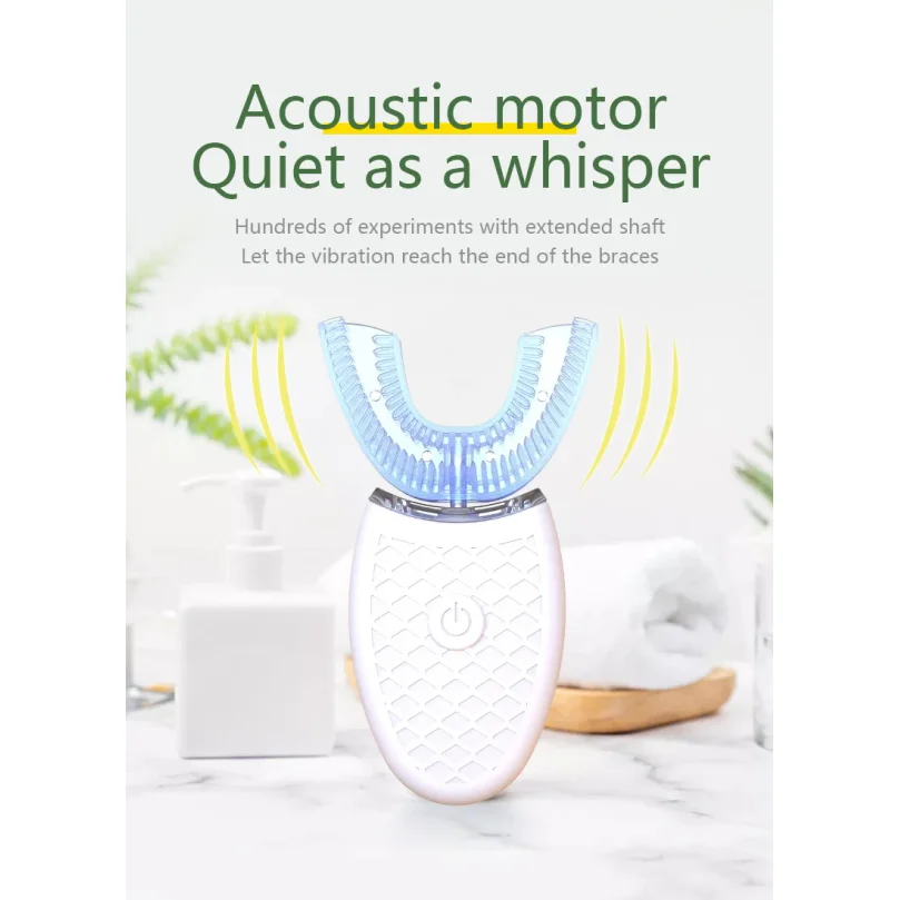 escova-de-dentes-inteligente-tipo-u-360-graus-sonica-eletrica-automatica-com-carregamento-usb-cabeca-de-silicone-a-prova-d'Agua-para-cuidados-orais
