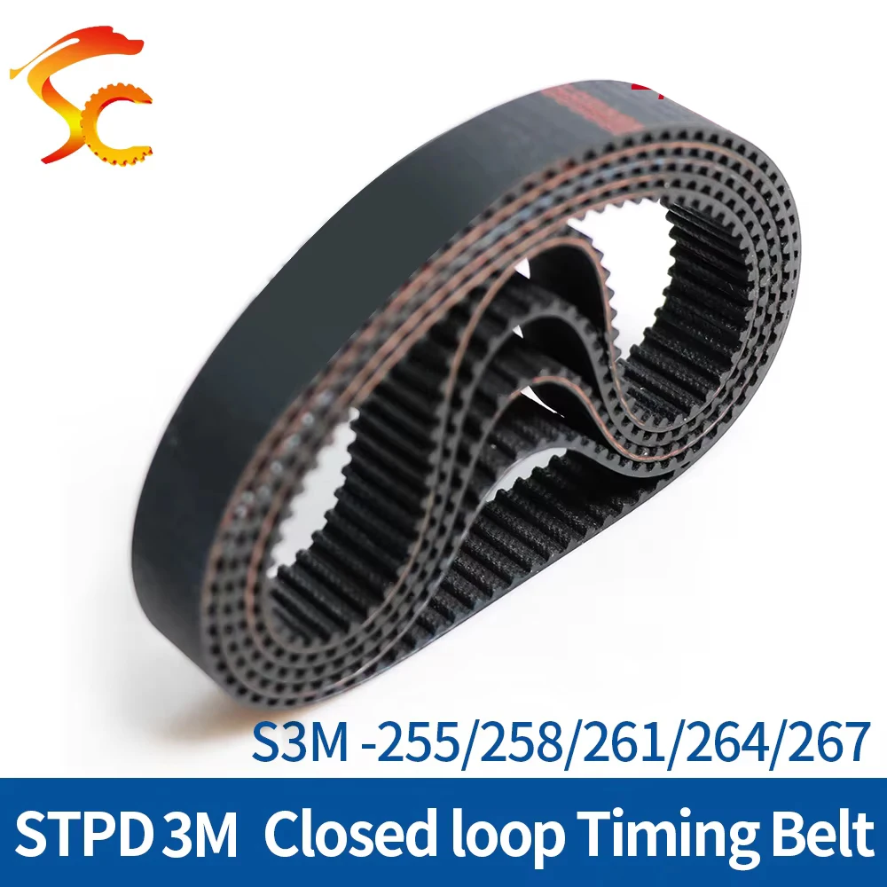 ONEFIRE closed loop rubber timing belt S3M-255/258/261/264/267mm Width 6/10/15mm Pitch 3mm