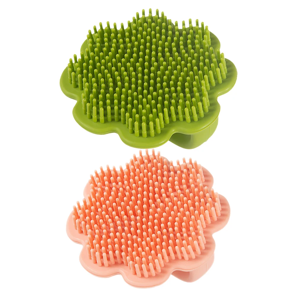 

2pcs Baby Shampoo Brush Silicone Comb for Newborns Cradle Cap Scalp Hair Soft Bristles Non Slip Handle Bath Time Multipurpose
