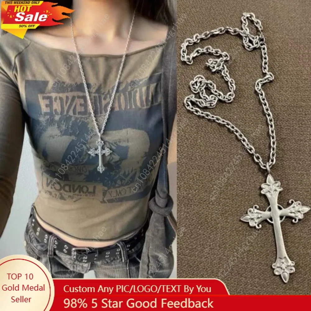 

Summer Black Rhinestone Cross Jesus Pendant Choker Necklace for Women Punk Vintage Double Layers Chain 2025 Neck Boho Jewelry