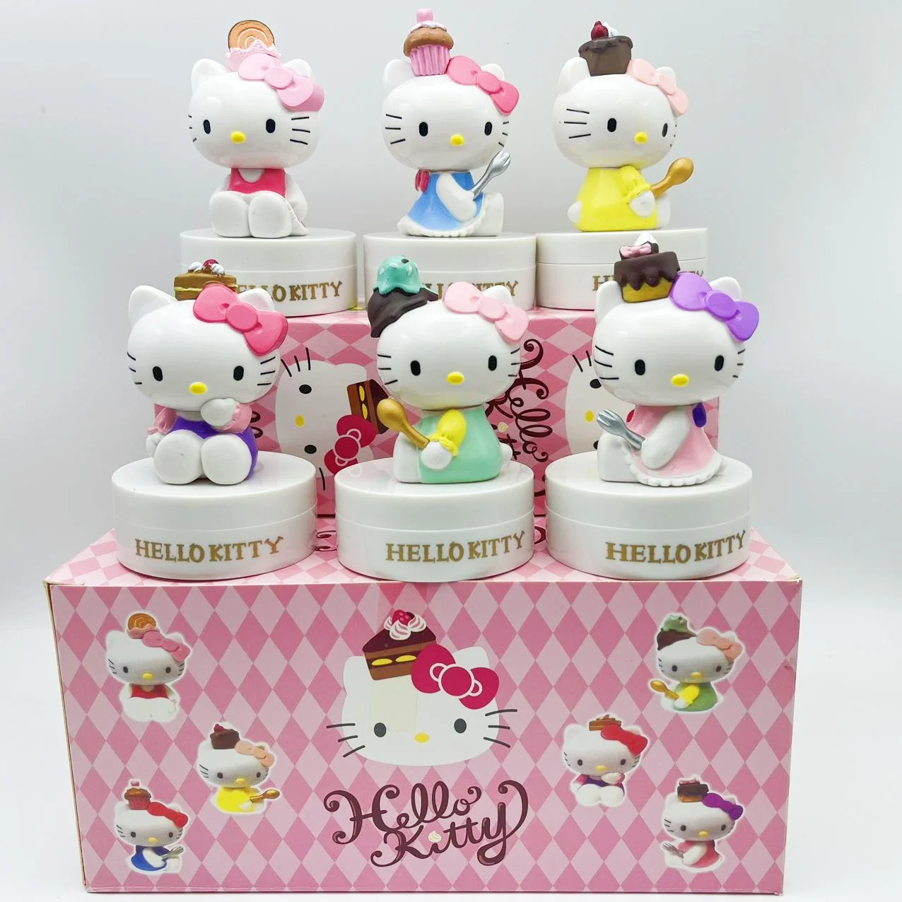 Hello Kitty Kt gato Chocolate tercera generación modelo hecho a mano figura de Anime decoración muñeca pastel accesorios ornamento juguetes regalo