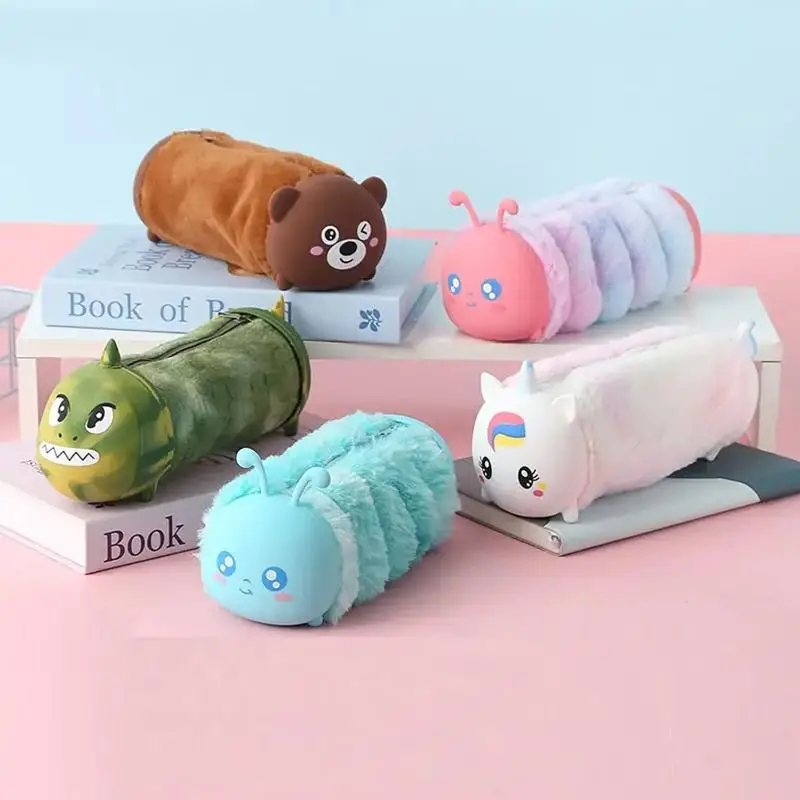 

Cute Cartoon Plush Pencil Case Multi-function Storage Large-capacity Stationery Box Cosmetic Bag