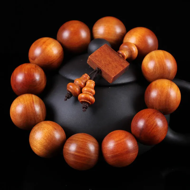 Natural Indonesian Blood Dragon Wood Prayer Bead Bracelet Ice Type Translucent Couple Style Cultural Play Festival Gift