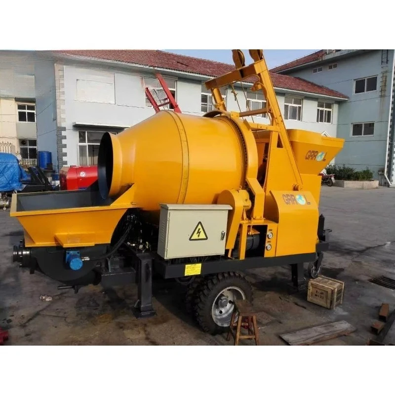 Small Production Line Cement Mixer Pump PLC & Gearbox High Capacity 40m/h Concrete Mixing Machine