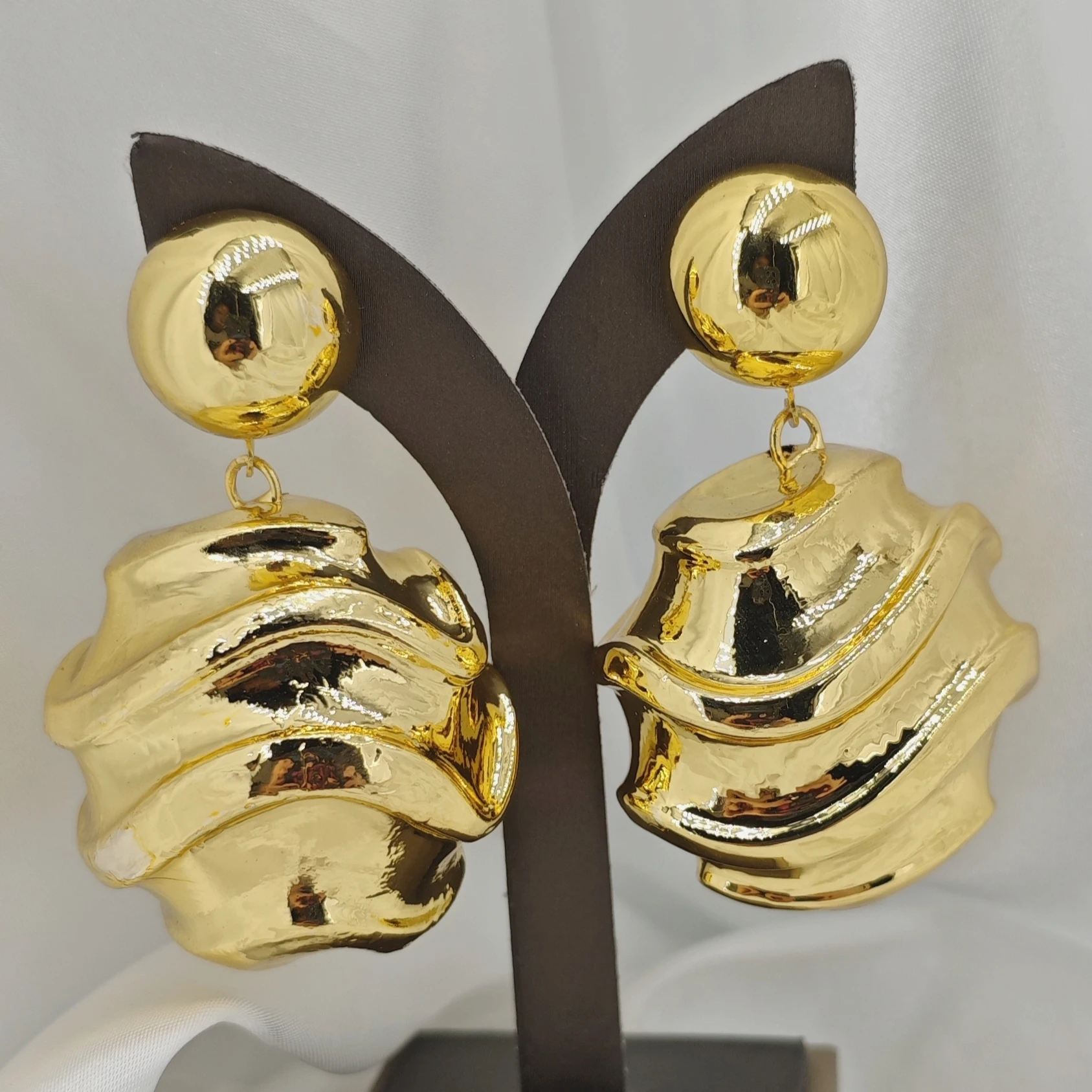 NONE Irregular Metal Drop Earrings Gold 8