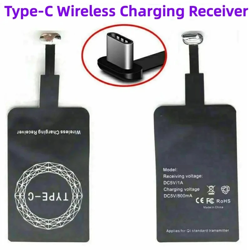 Y16A Tipo-C Receptor de carregamento sem fio Tipo C Adaptador de carregador sem fio rápido para Samsung Huawei Xiaomi