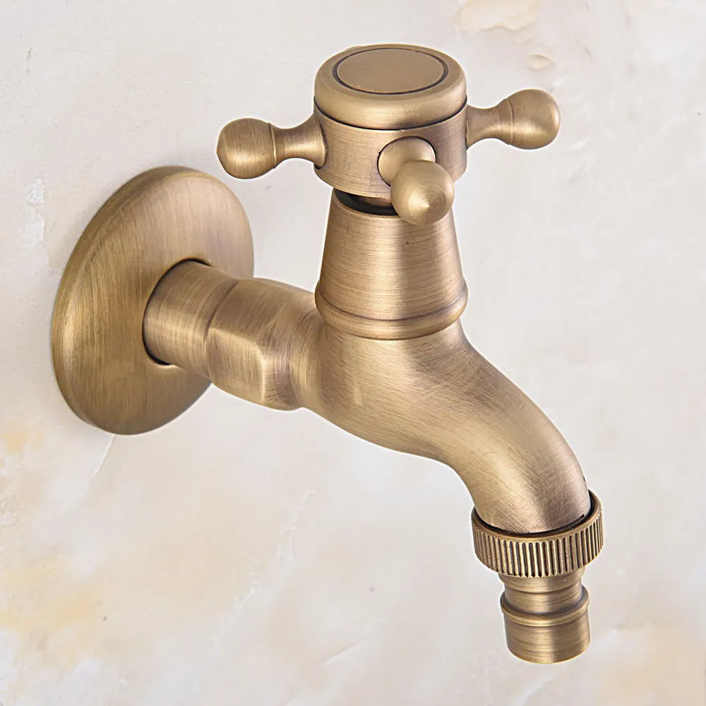 Bathroom Faucet Luxury Antique Brass Water Tap Outdoor Faucet Garden Bibcock Tap Bathroom Washing Machine Faucet zav322