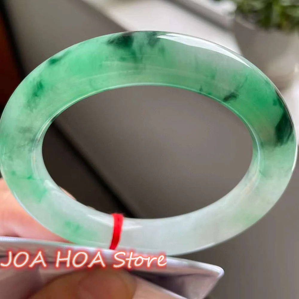 

Rare Ice Glutinous Jadeite Handring Natural Emerald Floating Green Flower Jade Bracelet Exquisite Delicate Bangle Fine Jewelry