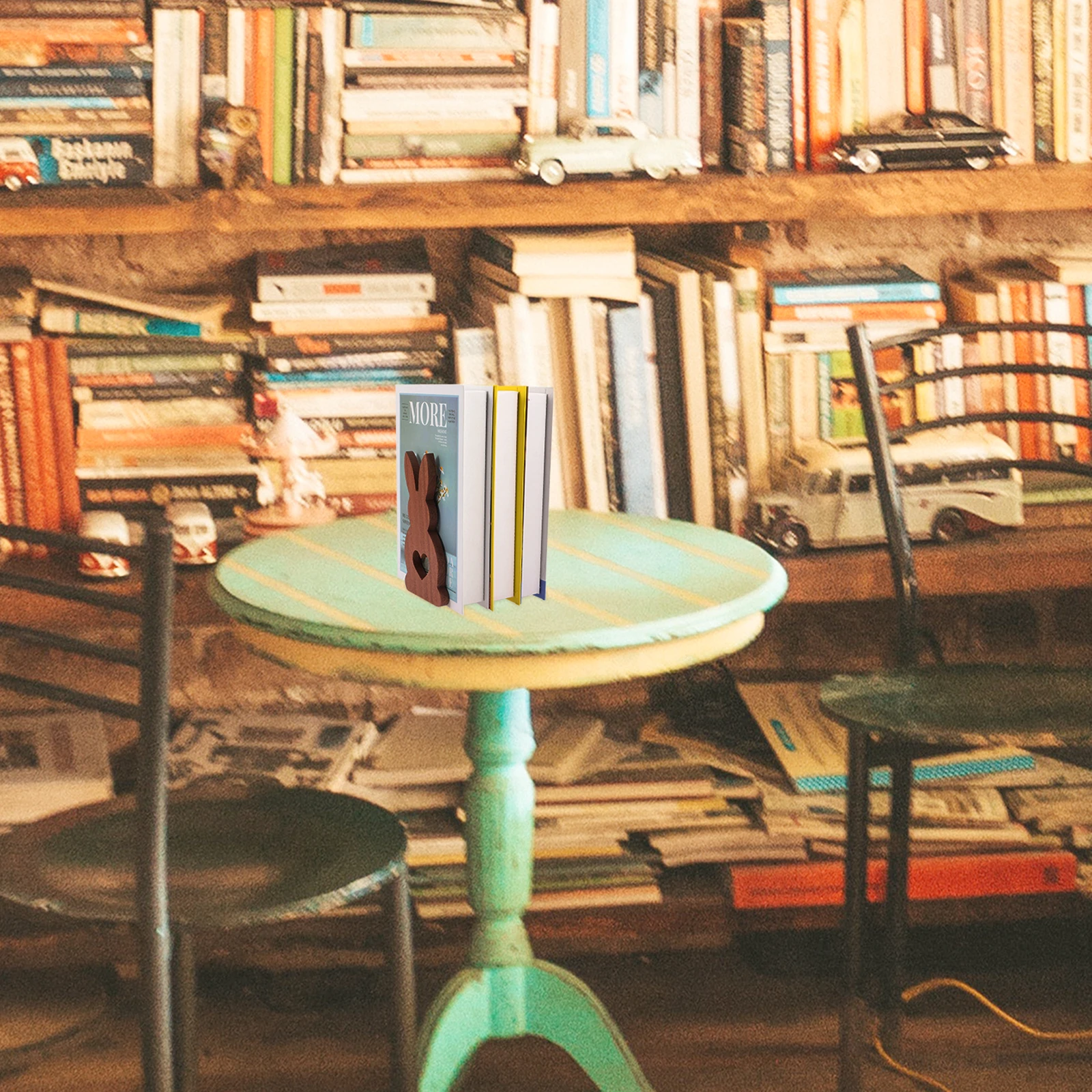 

Деревянная подставка для книг в форме кролика, простой милый нескользящий держатель для полки, декор стола, органайзер для хранения книг золотого цвета