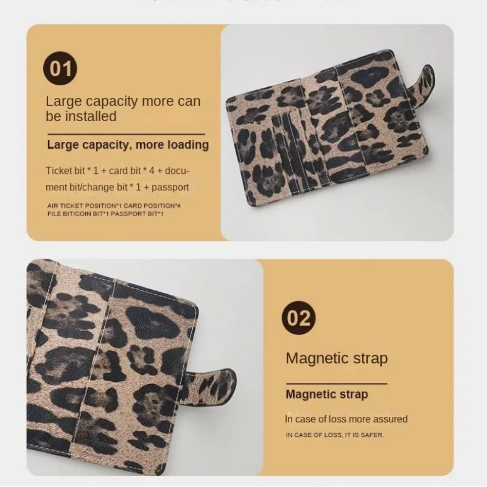 Nouvelle Housse de Passeport en PU Imperméable avec Multiples Emplacements pour Cartes, Étui de Protection Marron Léopard pour Billets, pour Femmes et Hommes