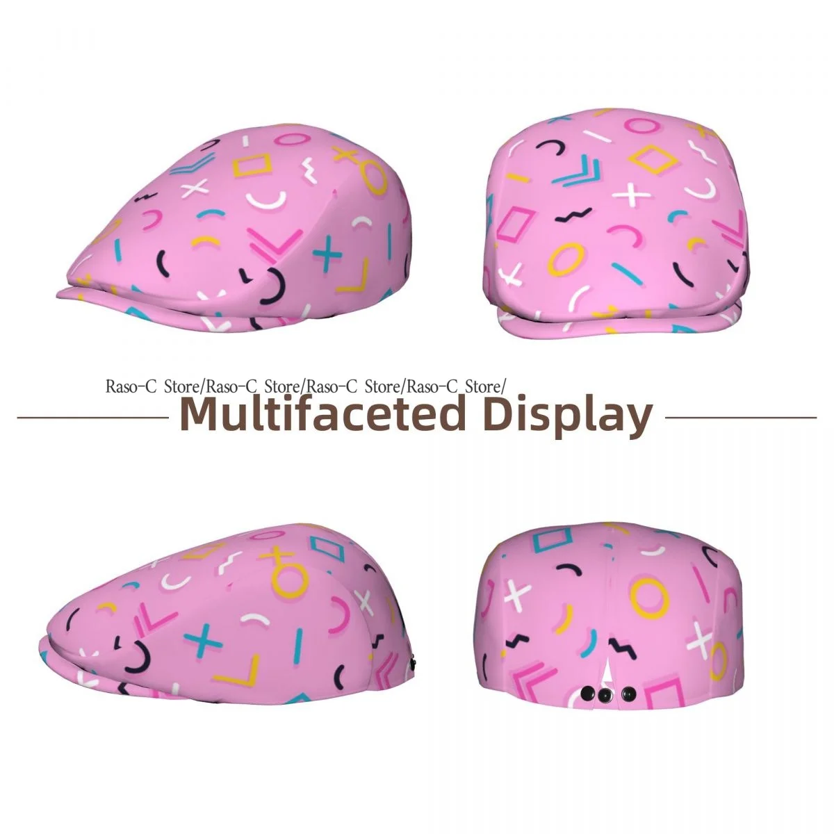 Flat Cap Men Women Newsboy Cap Memphis Geometric Lines Abstract Driving Bunnet Ivy Hat Bakerboy Hat Spring Summer Boina