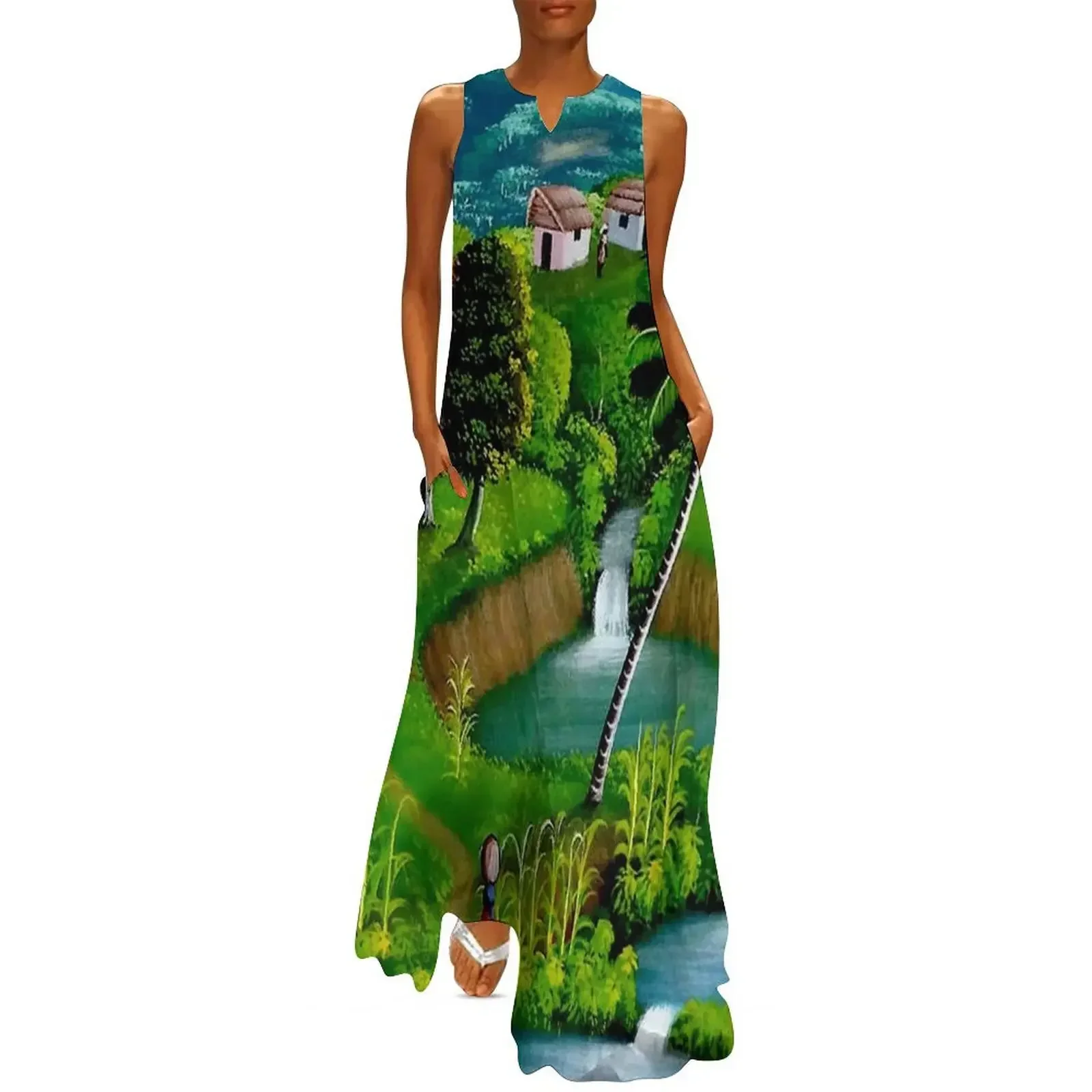 

HAITI : Vintage Village Travel and Tourism Advertising Poster Long Dress Woman dresses evening dresses women Woman clothes Dress