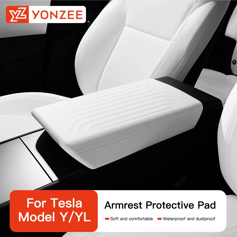 YZ Para Tesla Model Y YL 3 Juniper Almofada de Apoio de Braço Central Capa Protetora Macia TPE para Caixa de Apoio de Braço Central 2026 Acessórios Automotivos