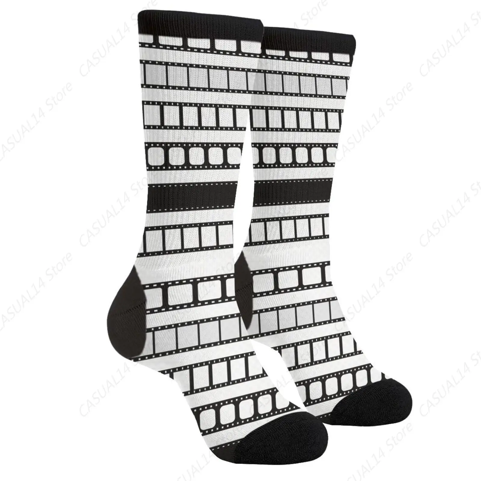 Film Strip Tape Movie Cinema Photo Video Frame Filmstrip Negative Photography Photographer Media Casual Funny Funky Socks